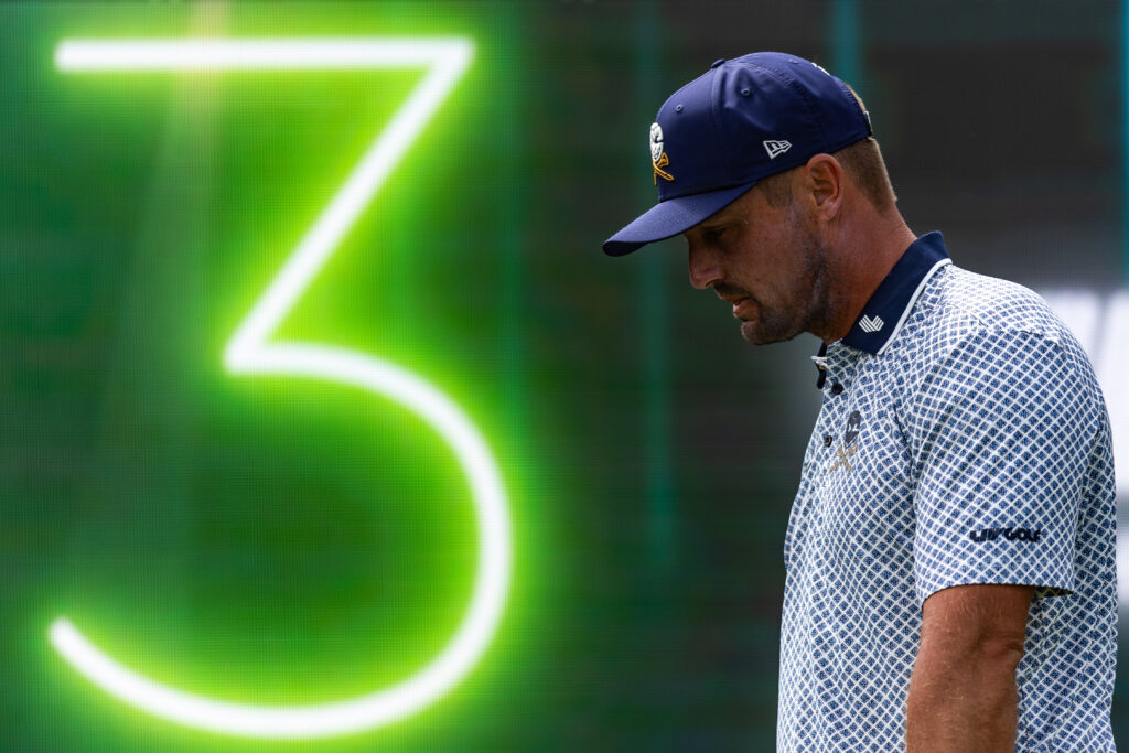 Bryson DeChambeau on the first tee during the second round of LIV Golf Miami
