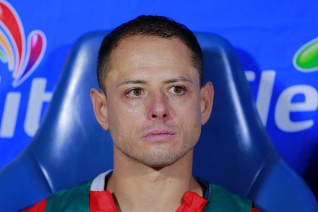 Javier Hernandez of Chivas looks on during the 12th round match between Pumas UNAM and Chivas as part of the Torneo Apertura 2025 Liga MX at Estadio Olimpico Universitario.