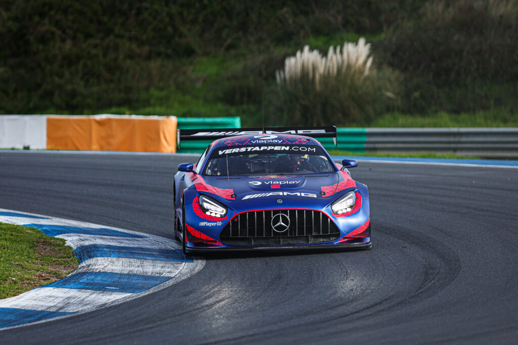 Max Verstappen tests a Mercedes-AMG GT3 during the Winter Test at the Circuito do Estoril in Cascais, Lisbon, on December 17, 2025.