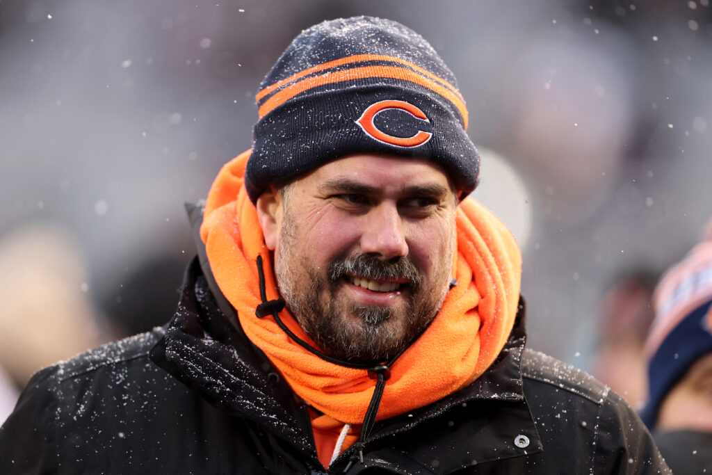 Dan "Big Cat" Katz of Barstool Sports looks on before the game between the Chicago Bears and the Los Angeles Rams in the NFC Divisional Playoffs at Soldier Field.
