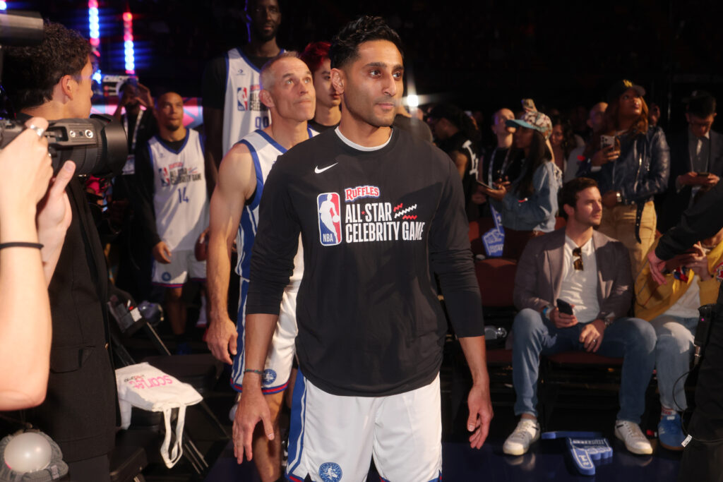 Shams Charania at The 2026 Ruffles NBA All-Star Celebrity Game held at the Kia Forum.
