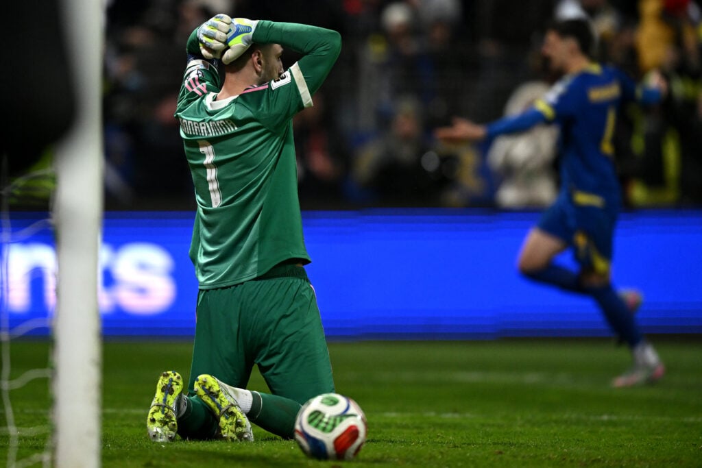 Gianluigi Donnarumma of Italy shows his dejection after the FIFA World Cup 2026 European Qualifiers KO play-offs match between Bosnia & Herzegovina and Italy at Stadion Bilino Polje on March 31, 2026 in Zenica, Bosnia and Herzegovina.
