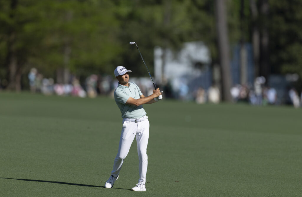Jordan Spieth in action on day one of The Masters in 2026