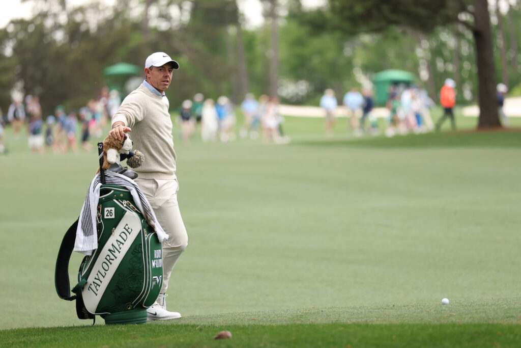 Rory McIlroy during a practice round at Augusta National ahead of The Masters