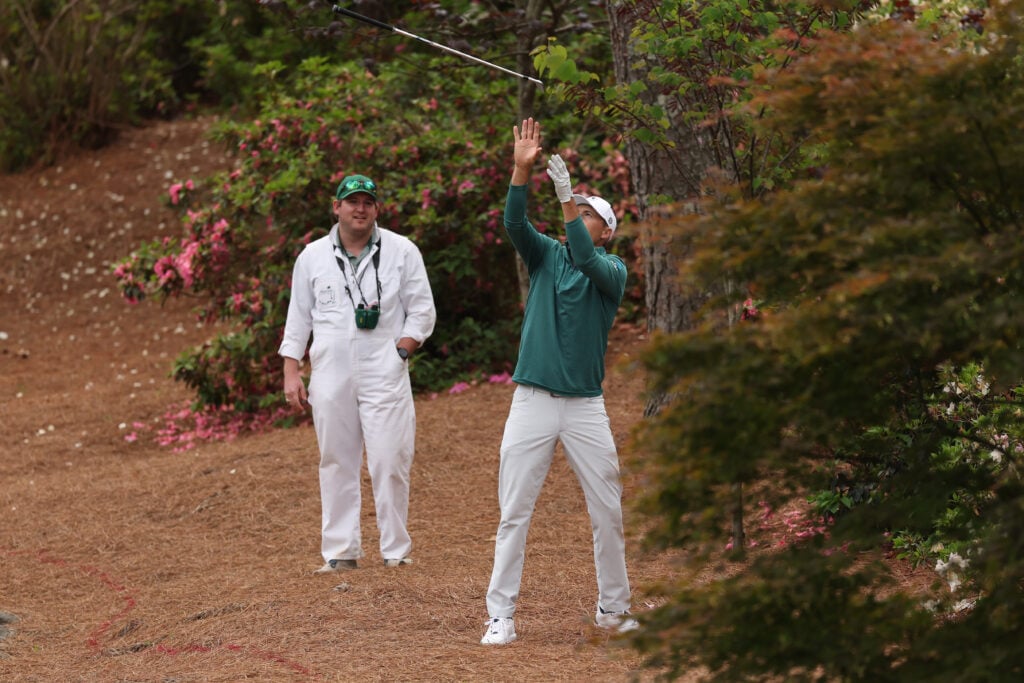 Jordan Spieth during a practice round at Augusta National ahead of The Masters