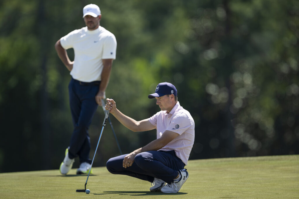 Jordan Spieth in action during the second round of the Masters at Augusta National