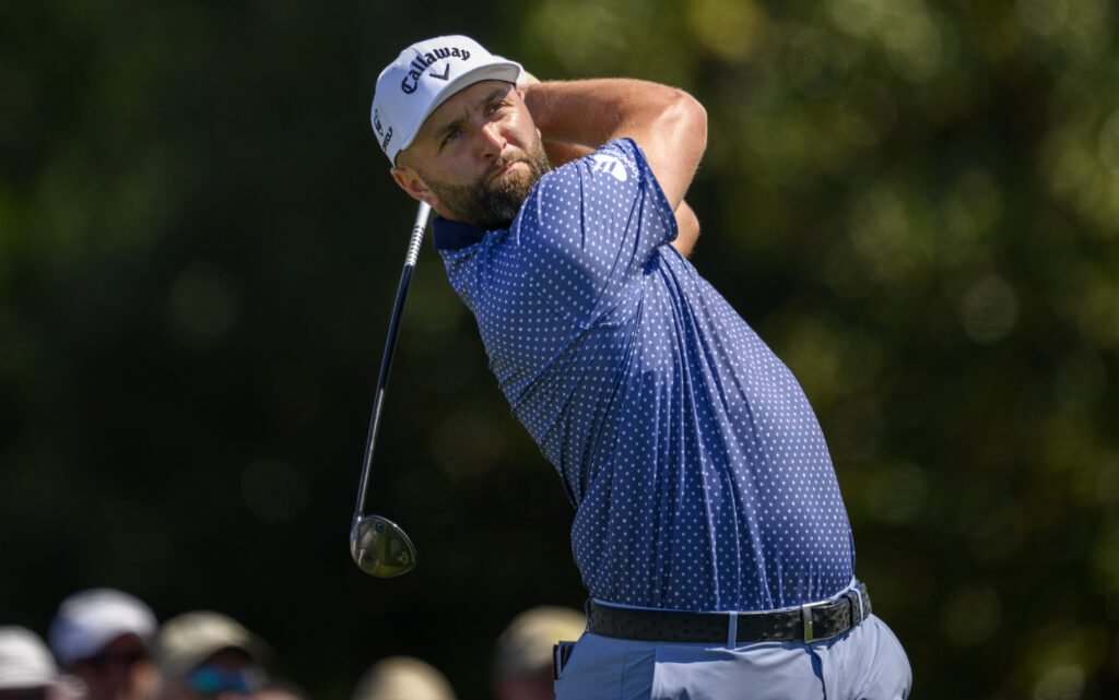 Jon Rahm in action during The Masters