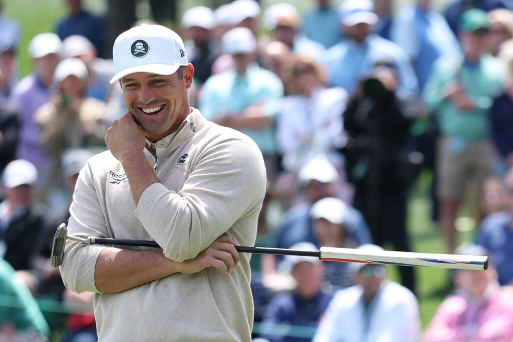 Bryson DeChambeau on the second hole during the Par Three Contest prior to the Masters at Augusta National