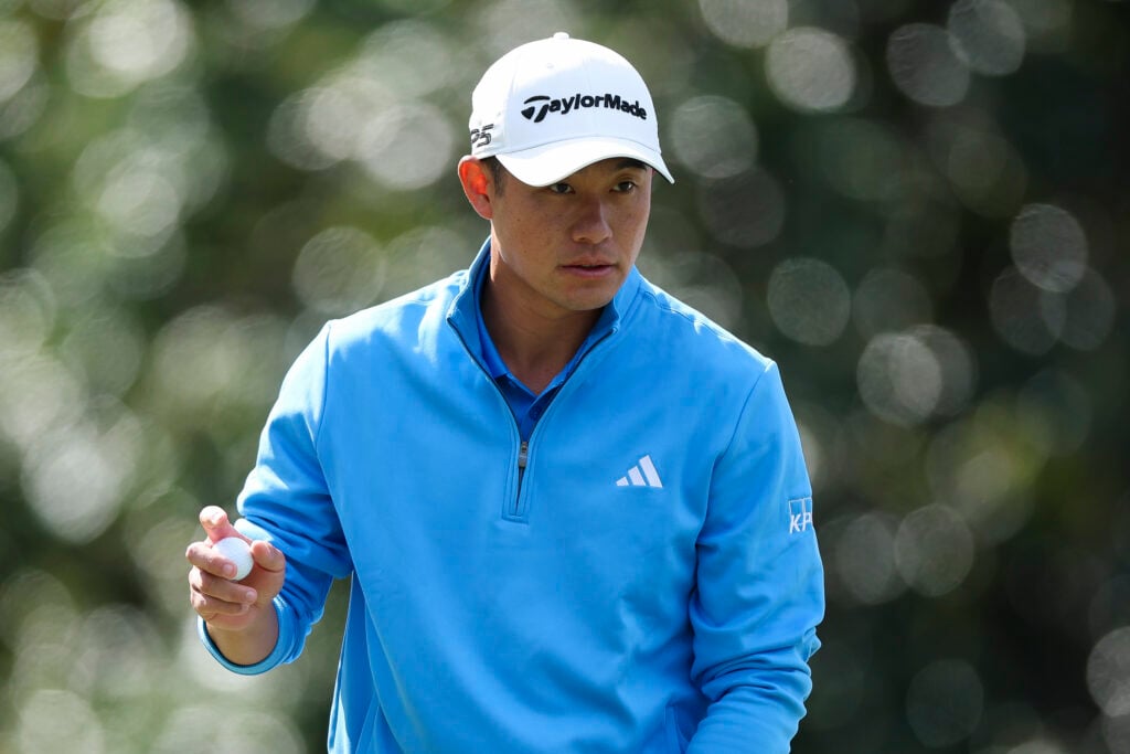 Collin Morikawa on the first green during the first round of the 2026 Masters at Augusta National