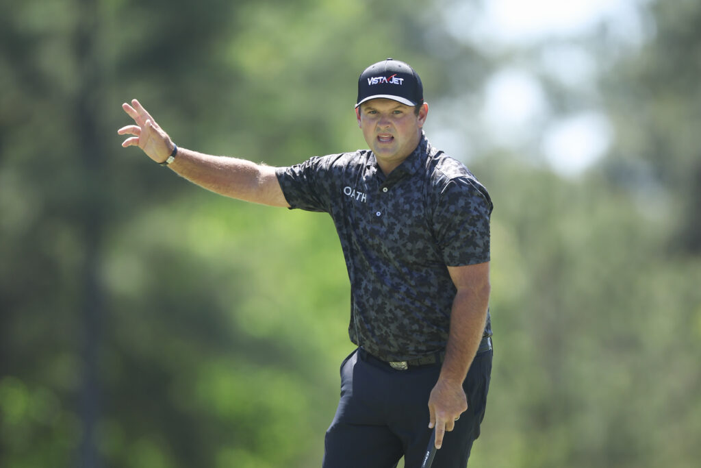 Patrick Reed during the first round of The Masters after making an eagle