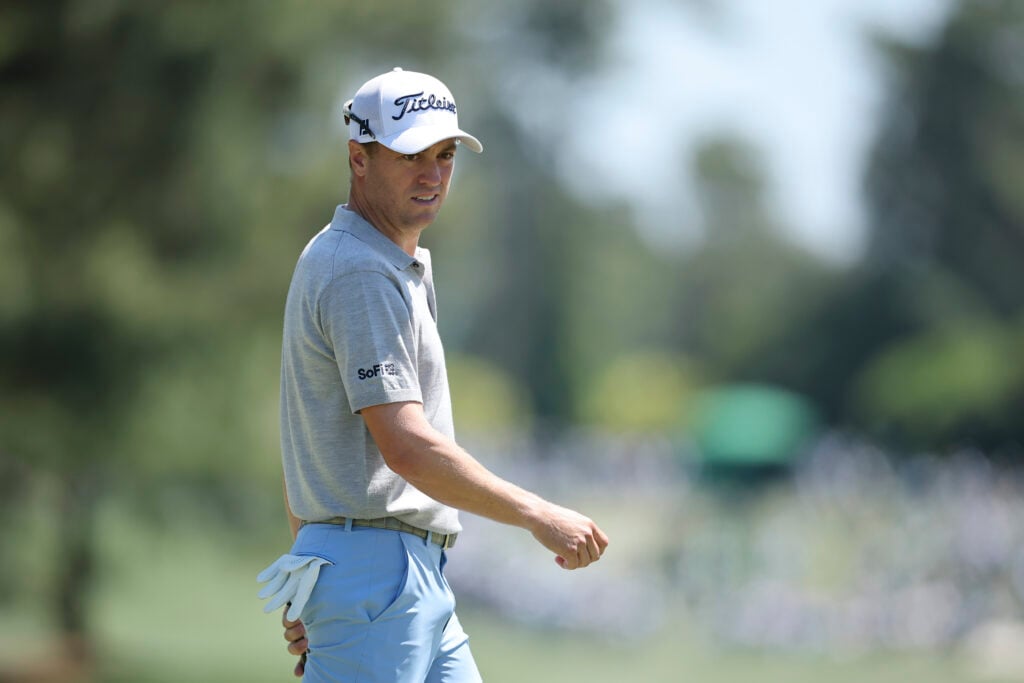 Justin Thomas plays at the 2026 Masters