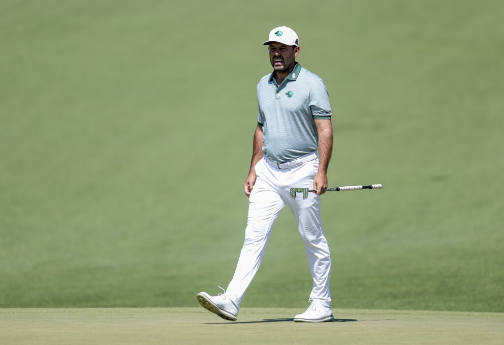 Charl Schwartzel walks on the second green during the second round of the 2026 Masters Tournament at Augusta National Golf Club