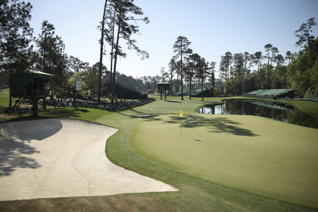 A general look of the 16th hole at Augusta National ahead of the third round at The Masters