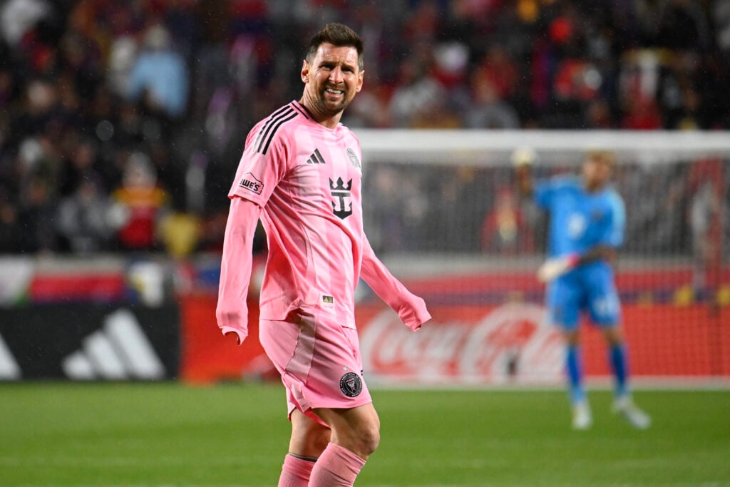 Lionel Messi #10 of Inter Miami CF looks on during the MLS match between Real Salt Lake and Inter Miami CF at America First Field.