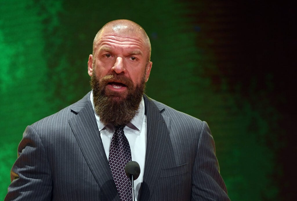 WWE Executive Vice President of Talent, Live Events and Creative Paul "Triple H" Levesque speaks at a WWE news conference