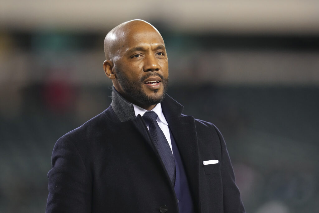 ESPN Monday Night Football announcer Louis Riddick looks on prior to the game between the Dallas Cowboys and Philadelphia Eagles at Lincoln Financial Field.