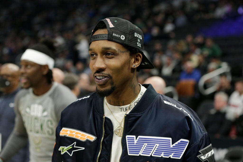Brandon Jennings before the game between the Milwaukee Bucks and Miami Heat at Fiserv Forum.