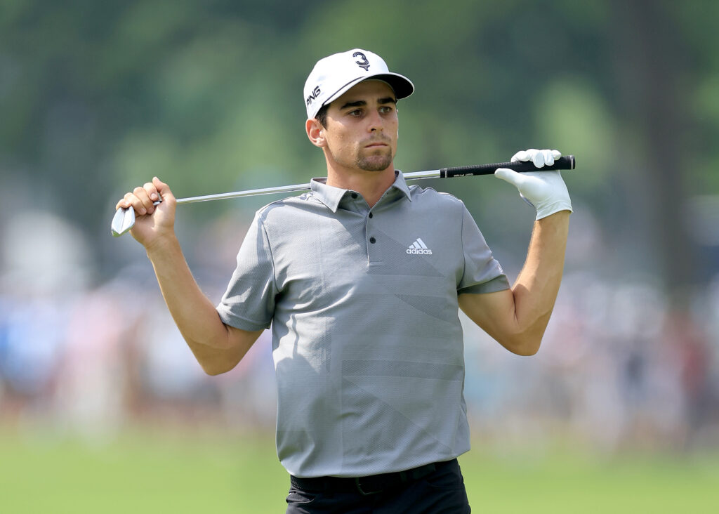 Joaquin Niemann of Chile plays his second shot on the 16th hole during the second round of the 2022 PGA Championship