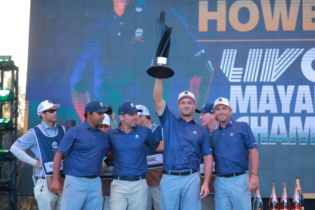 Crushers celebrate their victory at LIV Golf Mayakoba
