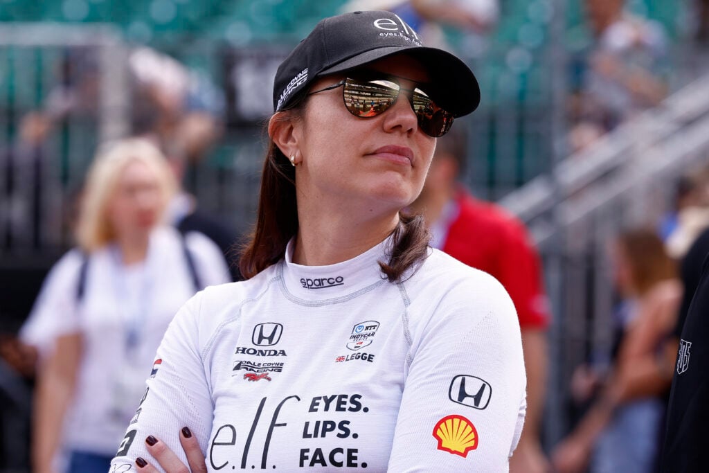 Katherine Legge of United Kingdom (51) driving for Dale Coyne Racing on pit lane during qualifications for the NTT IndyCar Series Indianapolis 500 Qualifying on May 18, 2024 at the Indianapolis Motor Speedway in Indianapolis, IN.