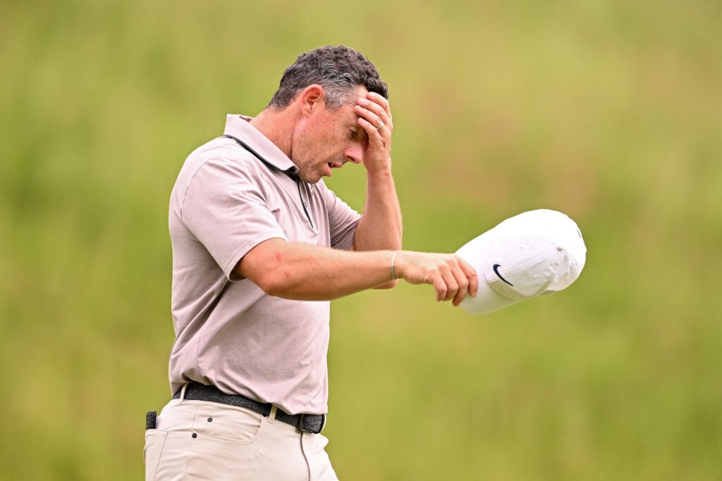 Rory McIlroy looks frustrated during the third round of the US Open