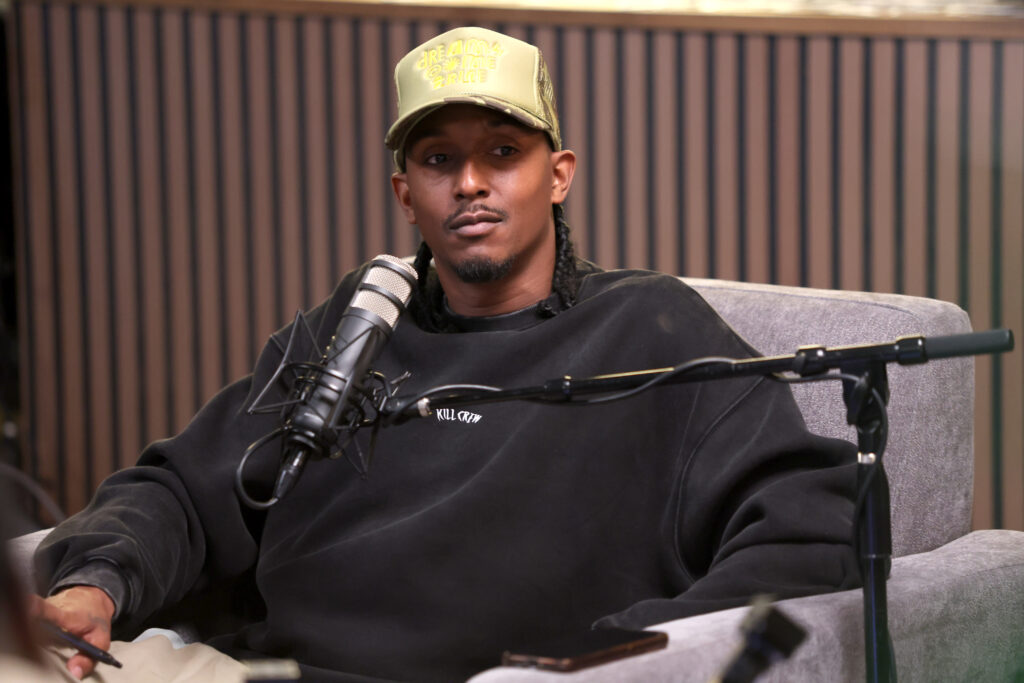The Underground Lounge co-host Lou Williams films The Underground Lounge's 100th Episode With Kevin Hart at Hartbeat Studios.