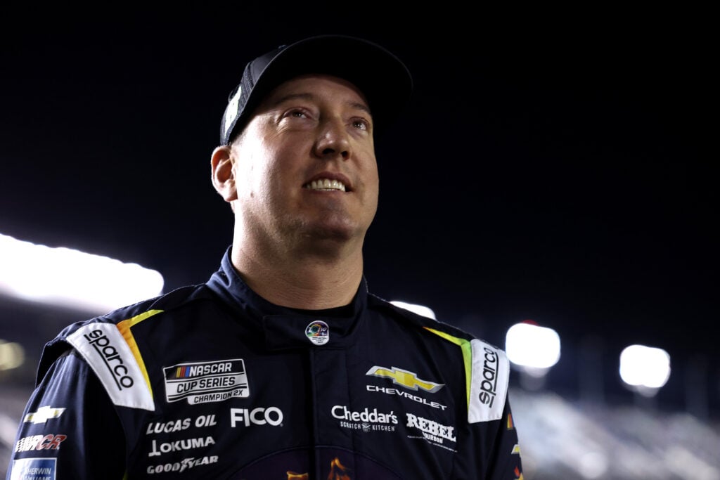 Kyle Busch, driver of the #8 zone Jalapeno Lime Chevrolet, looks on during qualifying for the NASCAR Cup Series Daytona 500 at Daytona International Speedway on February 11, 2026 in Daytona Beach, Florida.