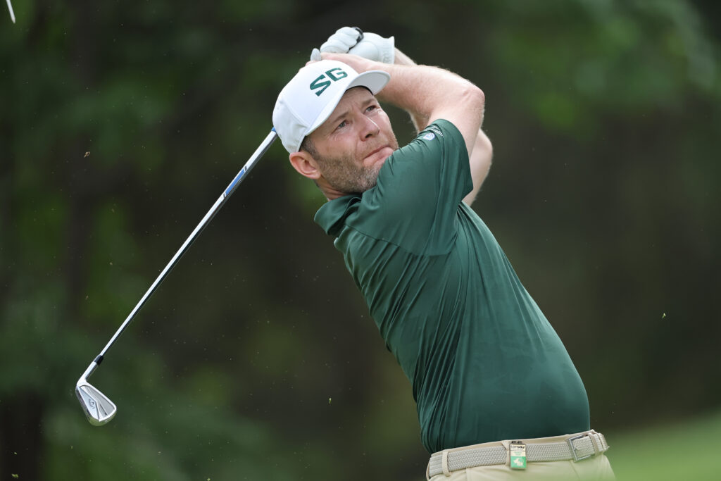 Branden Grace hits a tee shot during the final round of LIV Golf Mexico City
