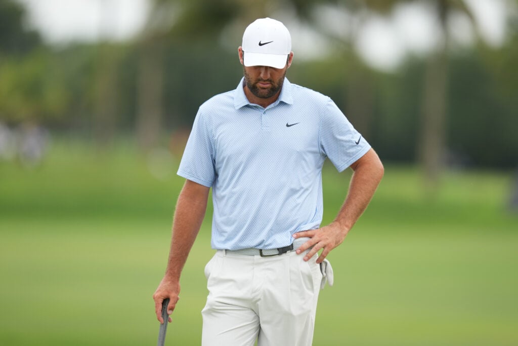Scottie Scheffler stands on the third green during the final round of Cadillac Championship at Trump National Doral