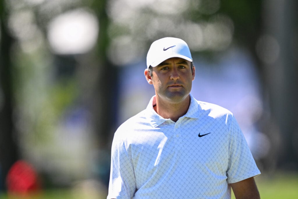 Scottie Scheffler of United States of America looks on during the 2026 PGA Championship on May 12th, 2026 at Aronimink Golf Club