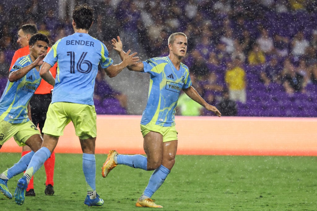 Cavan Sullivan #6 of the Philadelphia Union celebrates a goal during the second half against Orlando City SC at Inter&Co Stadium.