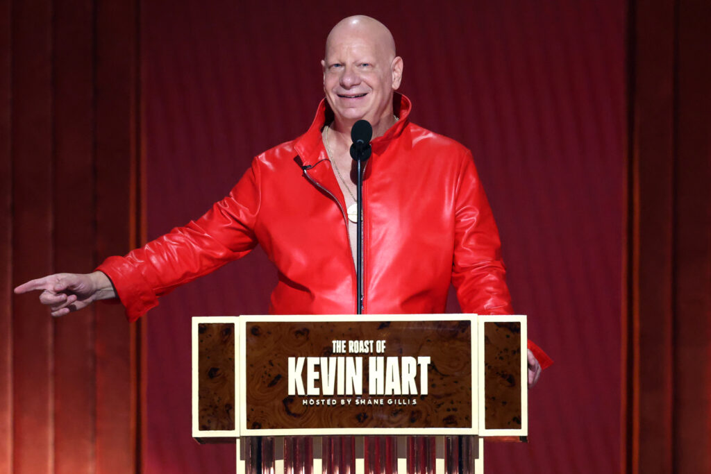 Jeff Ross speaks onstage during Netflix Is A Joke Festival Presents: The Roast of Kevin Hart at The Kia Forum.
