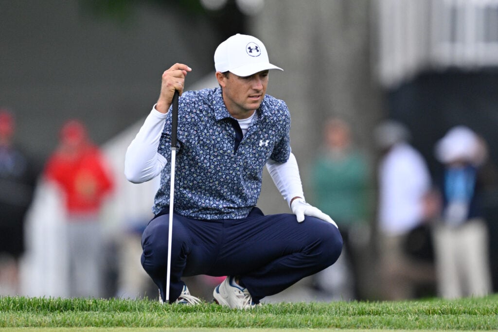 Jordan Spieth looks on on day one of the 2026 PGA Championship
