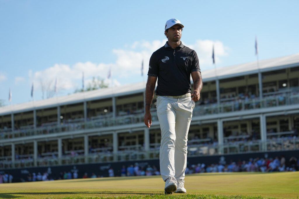 Aaron Rai walks off the green during the final round of the PGA Championship