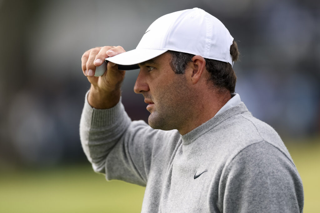 Scottie Scheffler during the first round of the PGA Championship at Aronimink