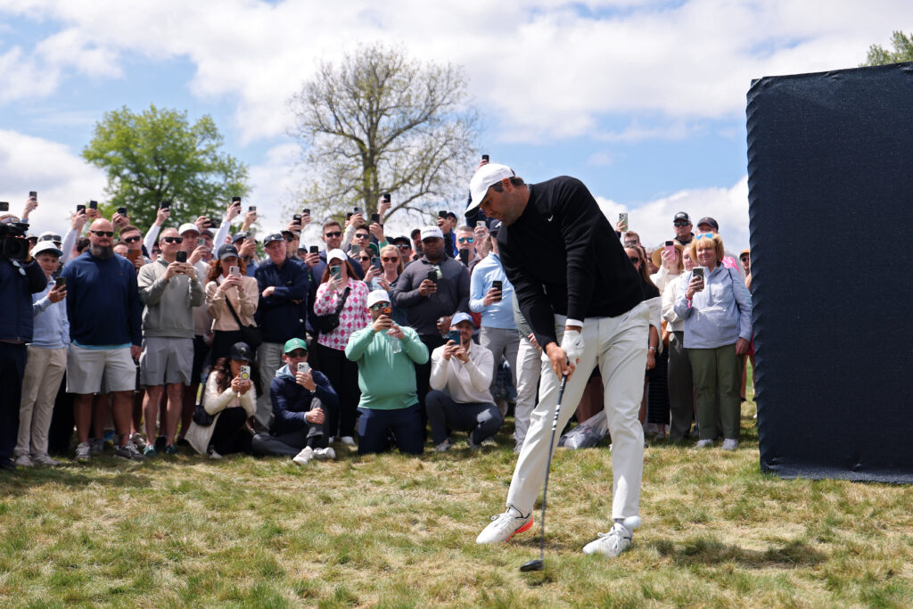 Scottie Scheffler in action during the second round of the PGA Championship at Aronimink