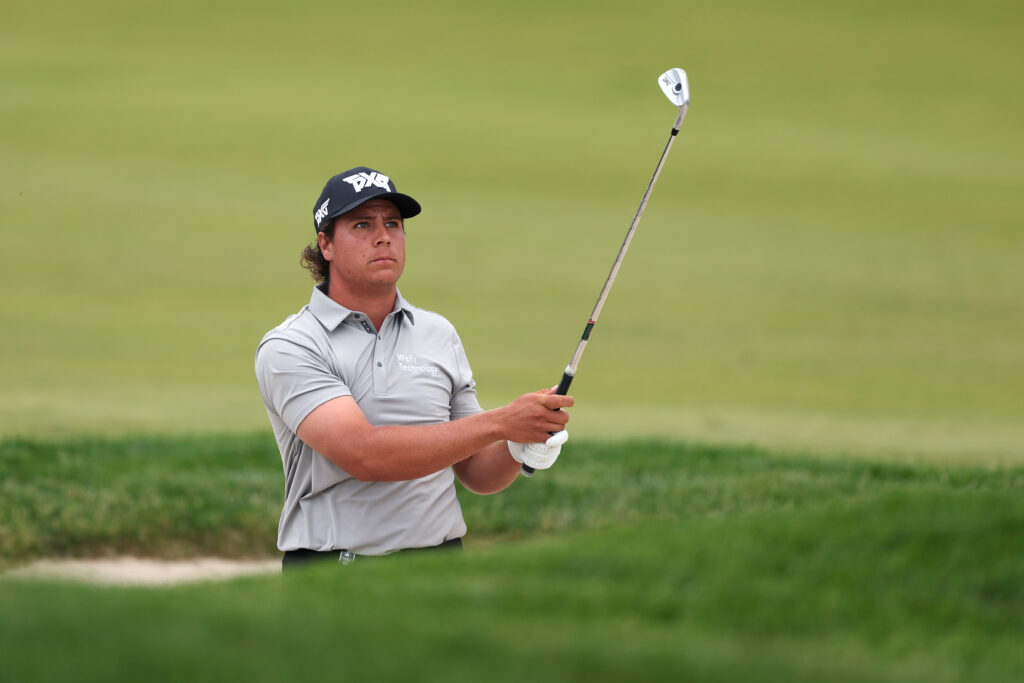 Aldrich Potgieter watches his shot during the second round of the PGA Championship