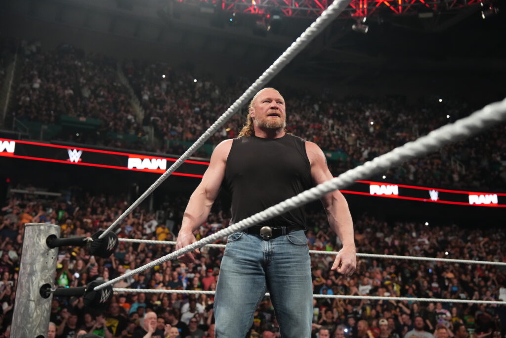 Brock Lesnar in the ring during Monday Night RAW at Greensboro Coliseum