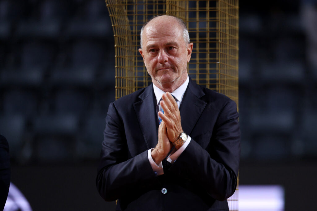 Angelo Binaghi, President of the Italian Tennis and Padel Federation looks on during the trophy presentation on Day Twelve of the Internazionali BNL D'Italia 2026 at Foro Italico.