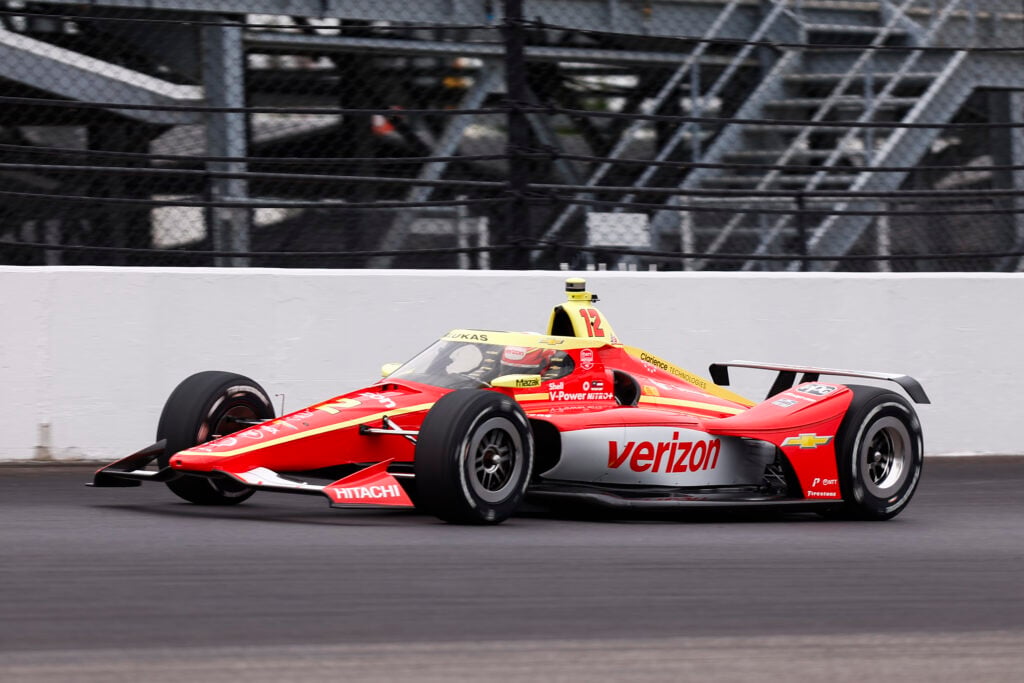 David Malukas, David Malukas of the #12 Verizon Team Penske Chevrolet during practice for the NTT IndyCar Series Miller Light Carb Day on May 22, 2026 at Indianapolis Motor Speedway in Indianapolis, IN.