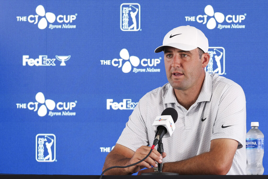 Scottie Scheffler speaks to the media ahead of The CJ CUP Byron Nelson
