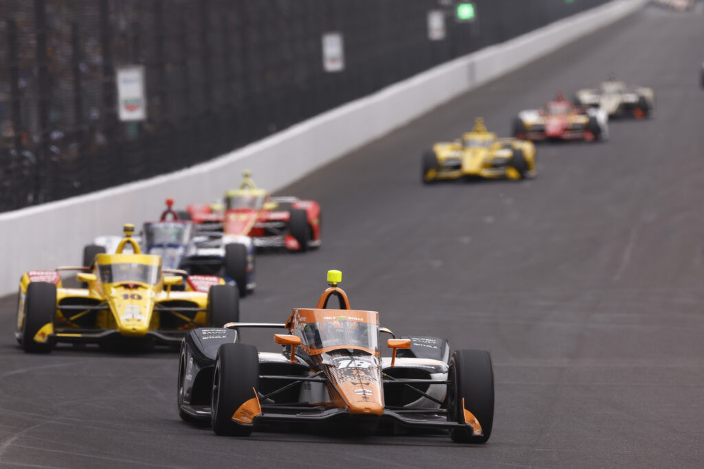 Romain Grosjean of the #18 BMax Honda goes into turn one during the NTT IndyCar Series Indianapolis 500 presented by Gainbridge on May 24, 2026 at Indianapolis Motor Speedway at the Indianapolis, IN.