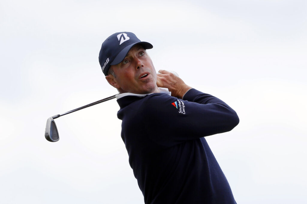 Matt Kuchar of the United States plays a shot on the third hole during the third round of the 148th Open Championship held on the Dunluce Links at Royal Portrush Golf Club on July 20, 2019