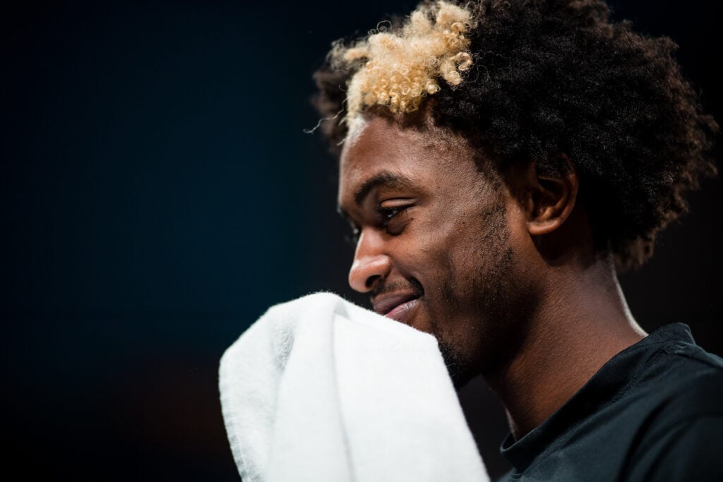 Zaire Wade #00 of the Cape Town Tigers smiles during the game against The City Oilers on May 8, 2023 at the Dr Hassan Moustafa Sports Hall.