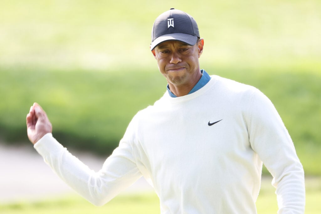 Tiger Woods tosses his gum in frustration during the second round of the 120th U.S. Open Championship
