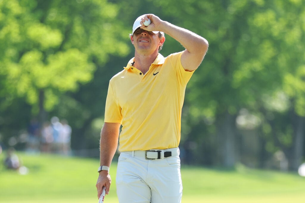 Rory McIlroy looks frustrated during the final round of the Memorial Tournament
