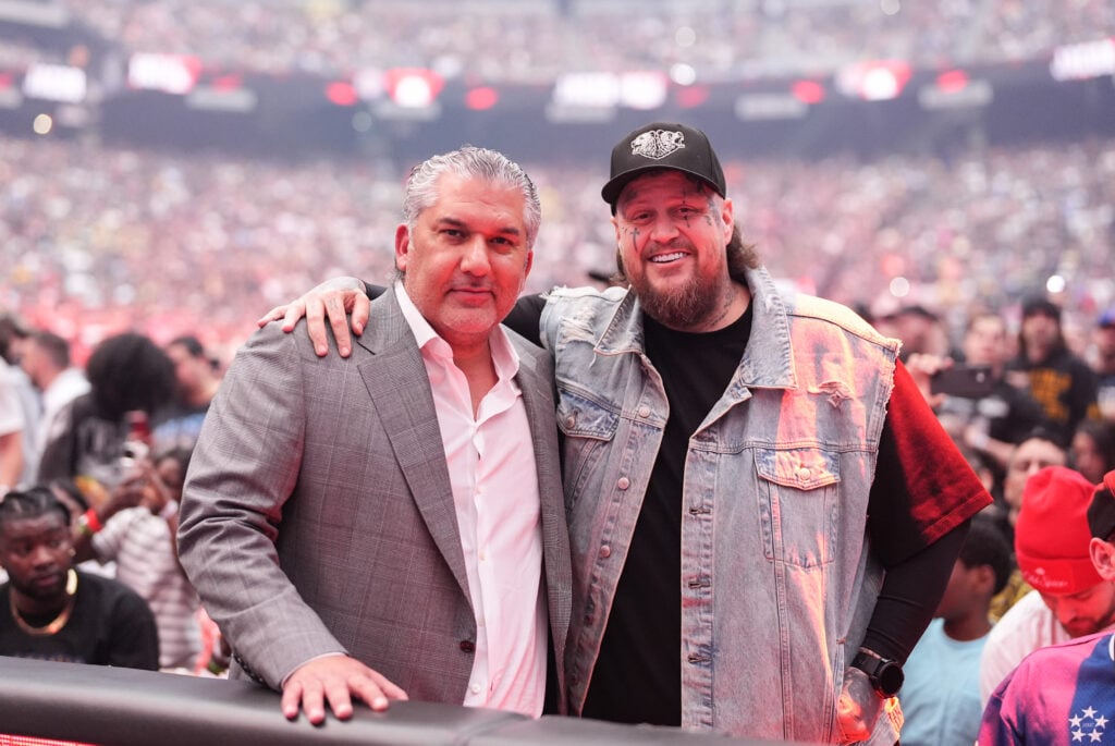 Nick Khan and Jelly Roll attend WrestleMania 41 Saturday