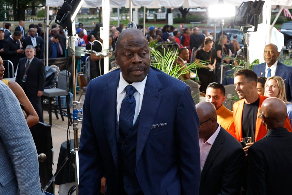 Hall of Famer Patrick Ewing arrives prior to the 2025 Naismith Basketball Hall of Fame Enshrinement Ceremony on September 6, 2025, at Symphony Hall.