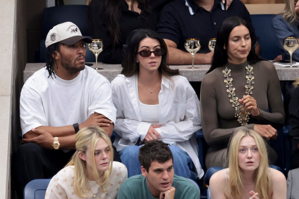 Jalen Brunson and Ali Marks, Irina Shayk attend the men's final during day fifteen of the 2025 US Open Tennis Championships at USTA Billie Jean King National Tennis Center on September 7, 2025 in Flushing Meadows, Queens, New York City.