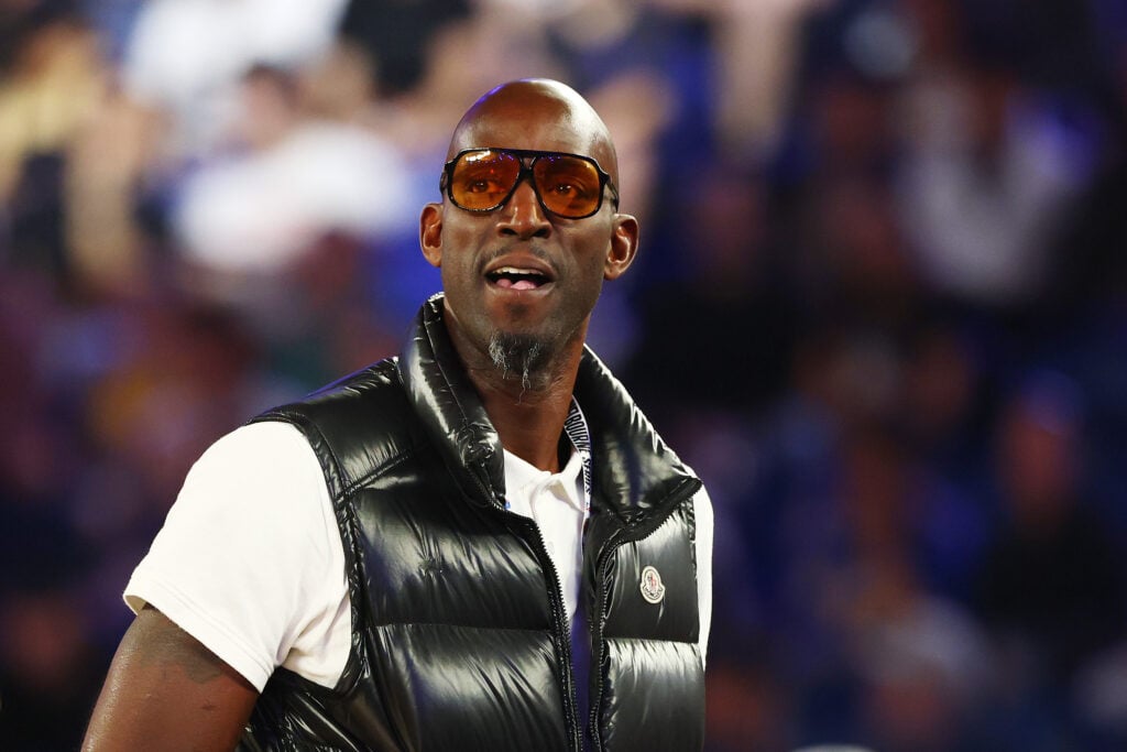Kevin Garnett looks on during the NBAxNBL match between South East Melbourne Phoenix and New Orleans Pelicans at Rod Laver Arena.